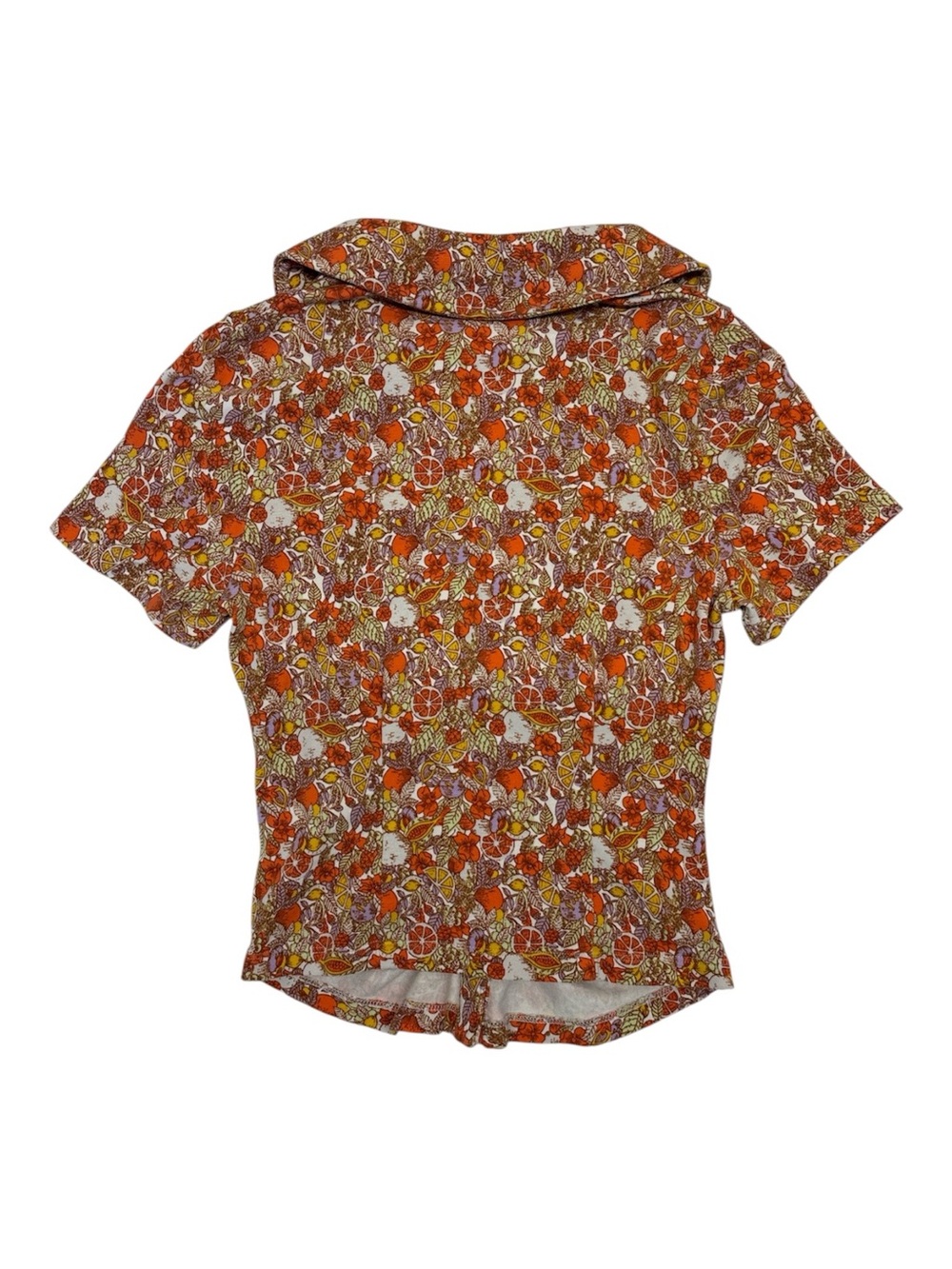 Anthropologie Maeve Orange Elegant Floral Ruched Button-Down Top Womens X-Small - Picture 3 of 9